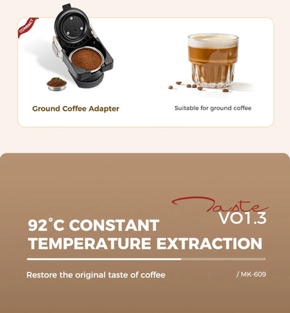 Cafelffe 3in1 Capsule Coffee Machine Hot/Cold Multiple Espresso Cafetera Cappuccino Coffee Maker Dolce Gusto Nespresso Powder 19