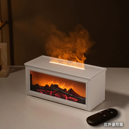 Fireplace Aromatherapy Machine 3D Simulation Flame Ambient Light Small Household Wood Grain Air Humidifier Fireplace