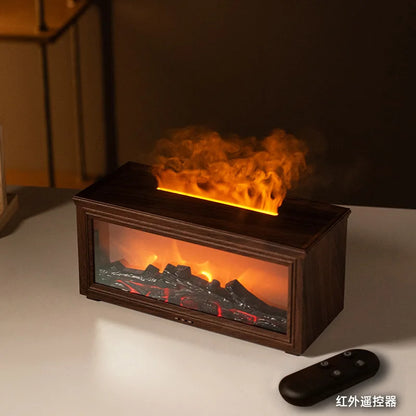 Fireplace Aromatherapy Machine 3D Simulation Flame Ambient Light Small Household Wood Grain Air Humidifier Fireplace