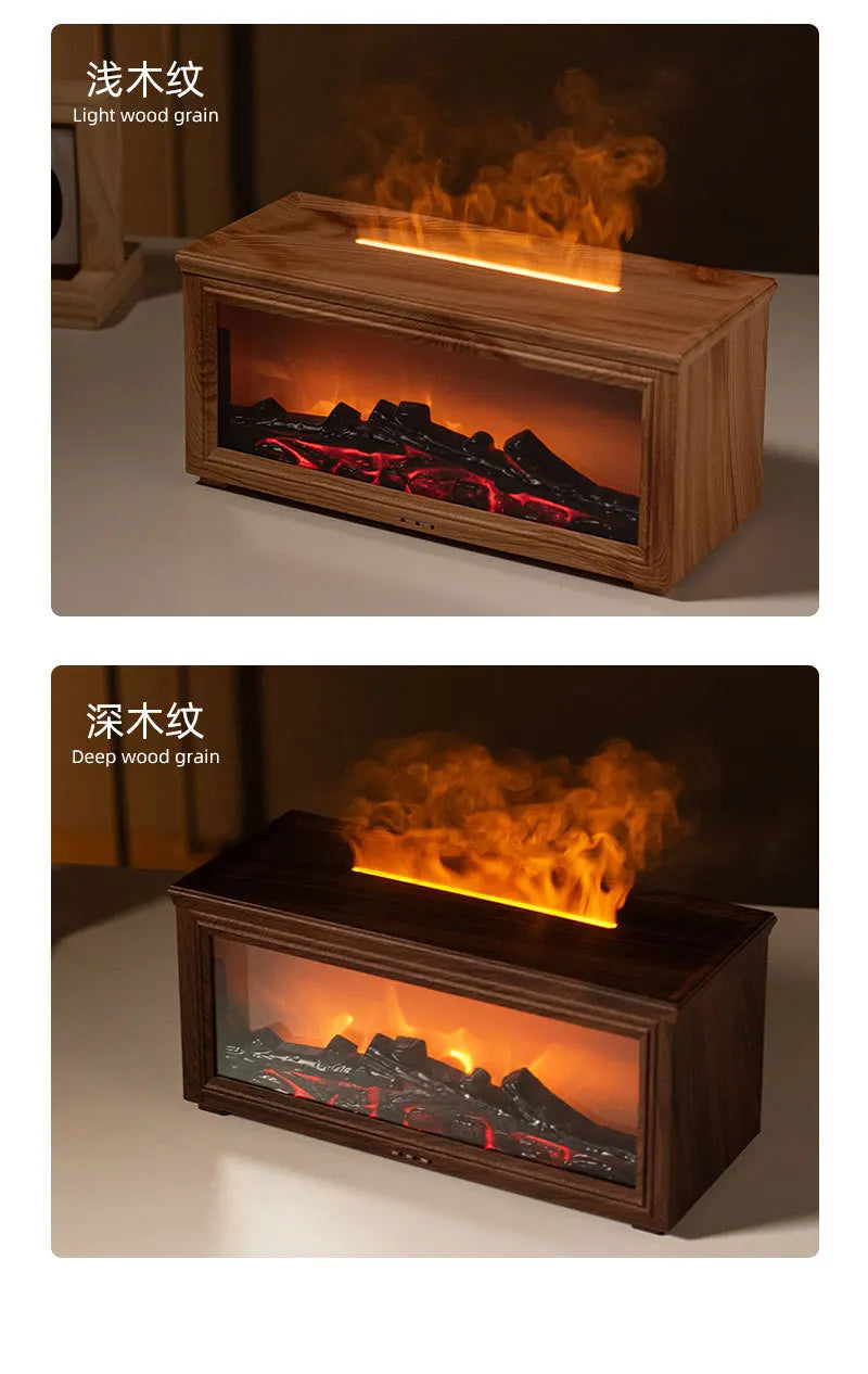 Fireplace Aromatherapy Machine 3D Simulation Flame Ambient Light Small Household Wood Grain Air Humidifier Fireplace