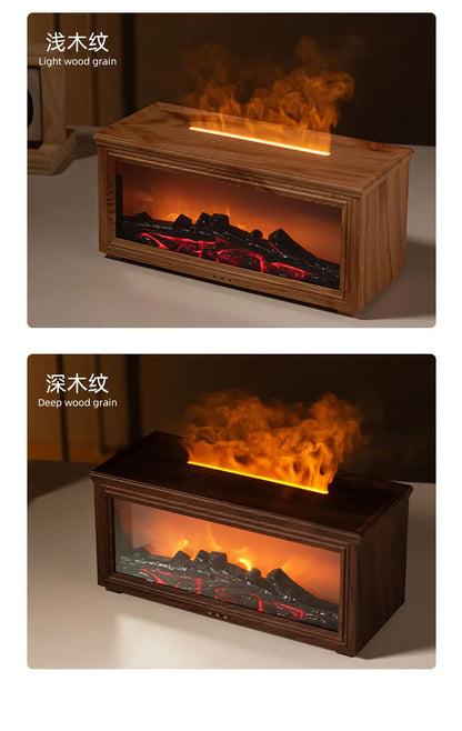 Fireplace Aromatherapy Machine 3D Simulation Flame Ambient Light Small Household Wood Grain Air Humidifier Fireplace
