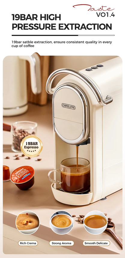 Cafelffe 3in1 Capsule Coffee Machine Hot/Cold Multiple Espresso Cafetera Cappuccino Coffee Maker Dolce Gusto Nespresso Powder 19