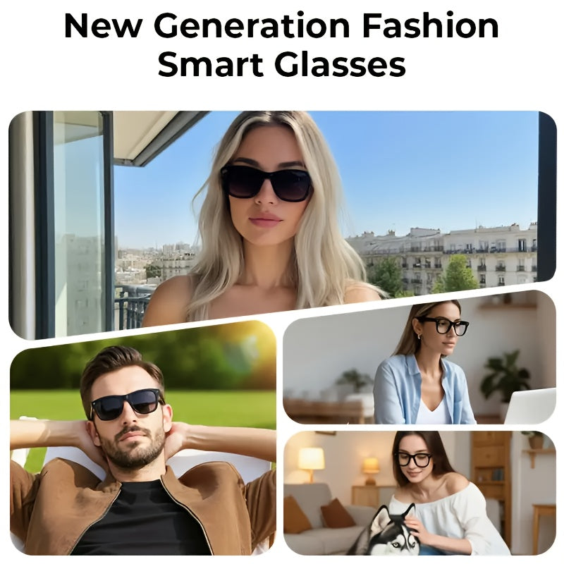 AI Smart Multifunction Glasses in HD Camera Bluetooth Calling and Music Playback Multi Language Translation Three Interchangeable Lenses Clear Fashion Glasses Yellow Lightweight and Portable Perfect for Photos and Seamless Co