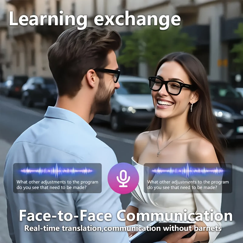 AI Smart Multifunction Glasses in HD Camera Bluetooth Calling and Music Playback Multi Language Translation Three Interchangeable Lenses Clear Fashion Glasses Yellow Lightweight and Portable Perfect for Photos and Seamless Co