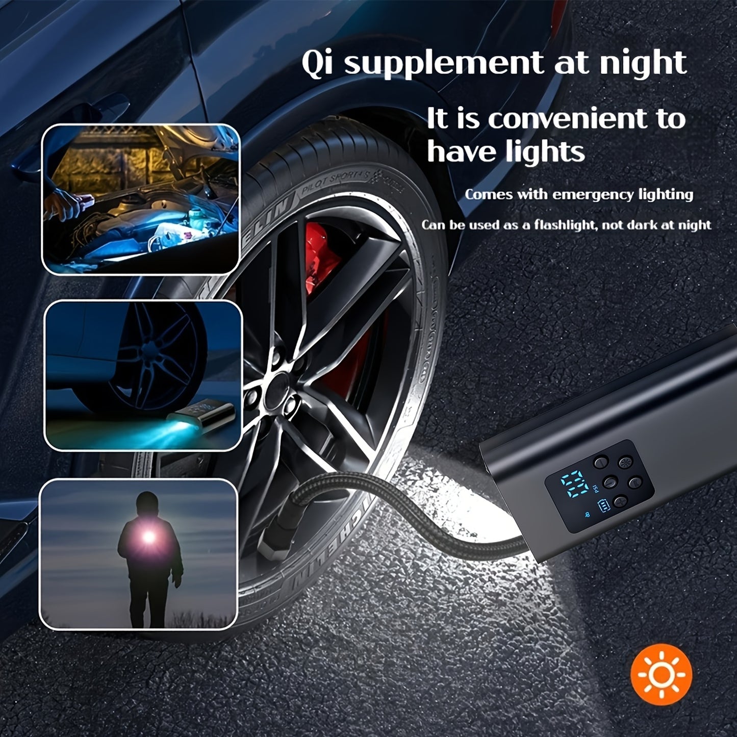 DY&LM 150PSI Portable Wireless Tire Inflator – Digital Air Compressor for Cars, Bikes & Sports