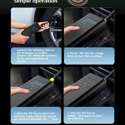 DY&LM 150PSI Portable Wireless Tire Inflator – Digital Air Compressor for Cars, Bikes & Sports